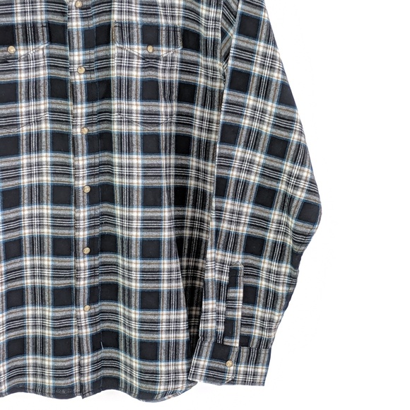 Wrangler Flannel Shirt Western Plaid Snap Front - Picture 7 of 8